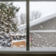 snow on window