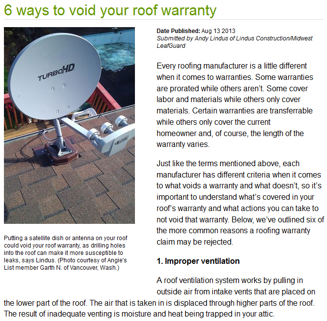 6 ways to void your roof warranty