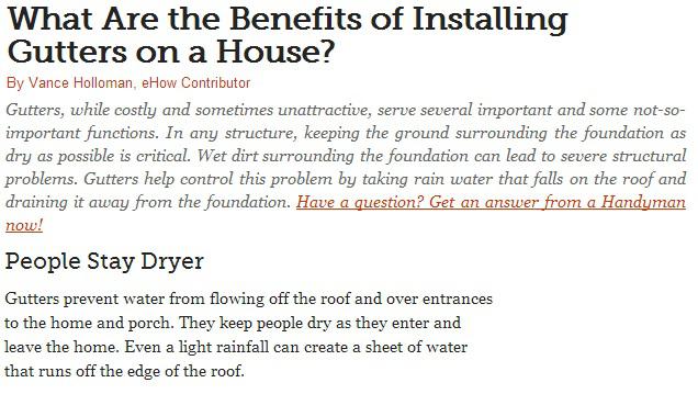 what are the benefits of installing gutters on a house