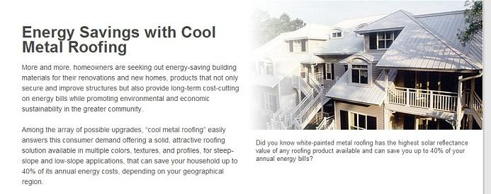 energy savings with cool metal roofing