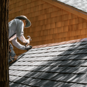 An illustration showing maintenance activities for a new roof, emphasizing regular inspections.