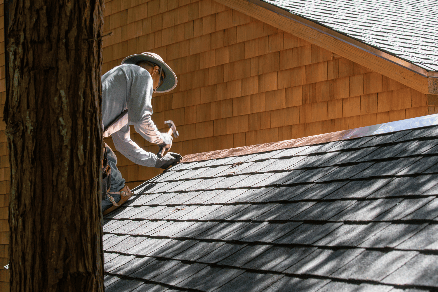 An illustration showing maintenance activities for a new roof, emphasizing regular inspections. 